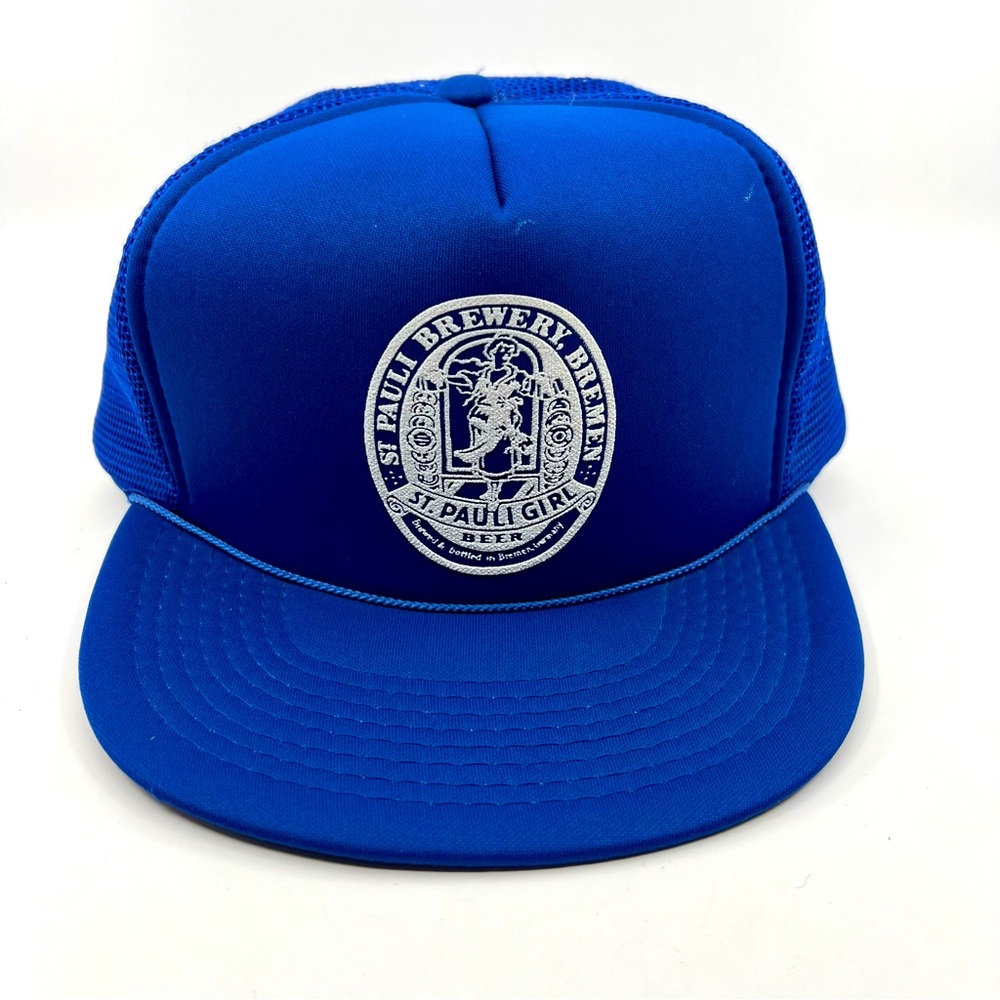 Vintage St Pauli Brewery Bremen Girl Beer Puffy Print Trucker Hat Snapback Cap